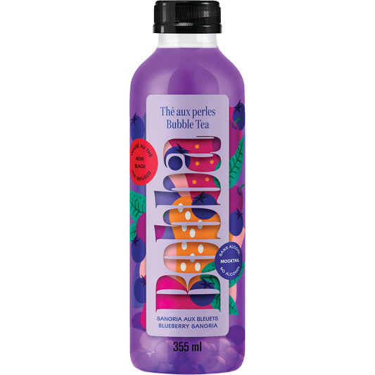 BOBBA TEA WITH BLUEBERRY SANGRIA FLAVORED PEARLS, 12 X 355 ML