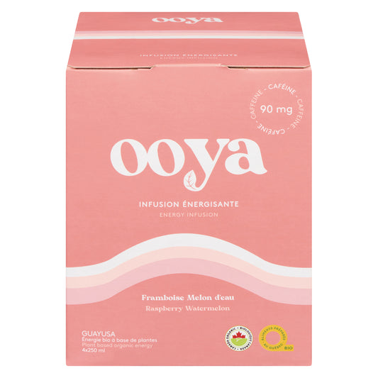 OOYA ENERGY DRINK RASPBERRY MELON NO ADDED SUGAR ORGANIC, 6 X 4 X 250 ML