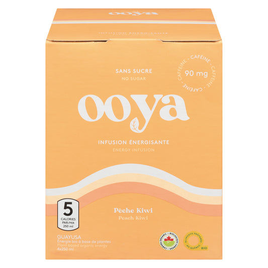OOYA ENERGY WOOD PEACH KIWI NO ADDED SUGAR ORGANIC, 6 X 4 X 250 ML
