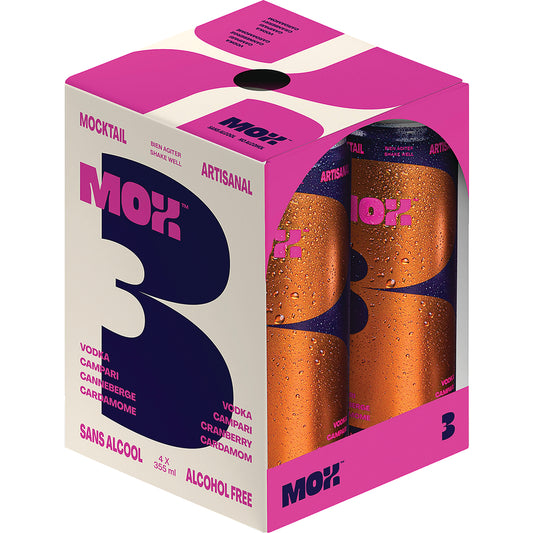 MOX BEVERAGE 3 VODKA CAN WITHOUT ALCOHOL, 6 X 4 X 355 ML