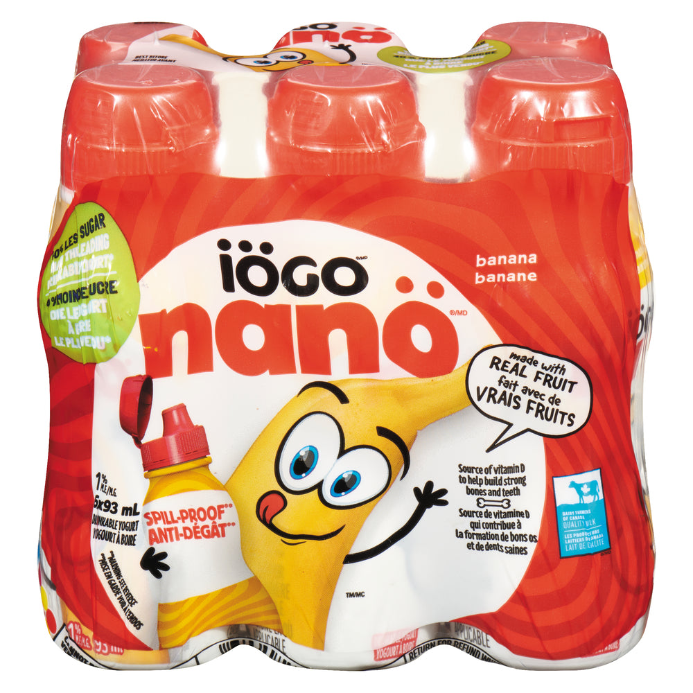 IÖGO YOGURT DRINK 1.5% NANO BANANA, 4 X 6 X 93 ML