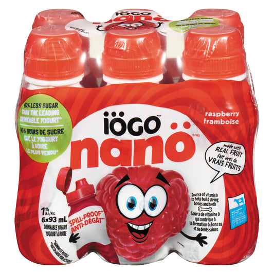 IÖGO YOGURT DRINK 1.5% NANO RASPBERRY, 4 X 6 X 93 ML