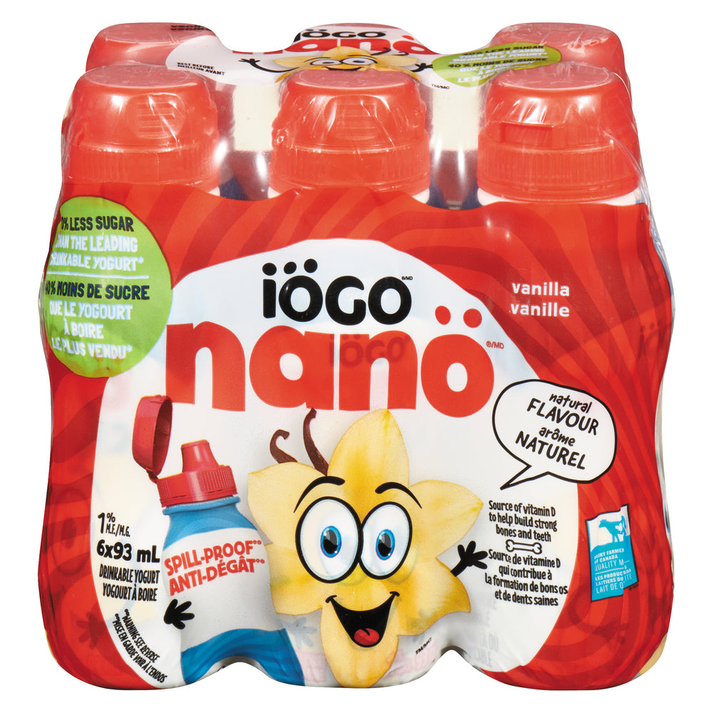 IÖGO YOGURT DRINK 1% NANO VANILLA, 4 X 6 X 93 ML