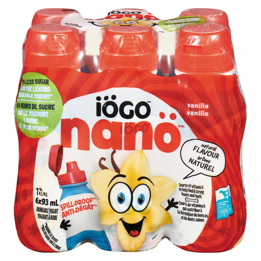 IÖGO YOGURT DRINK 1% NANO VANILLA, 4 X 6 X 93 ML
