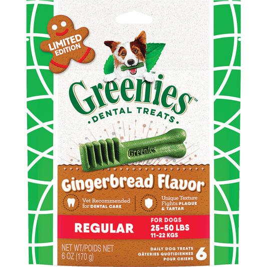 GREENIES DENTAL DOG TREATS REGULAR, 6 X 170 G