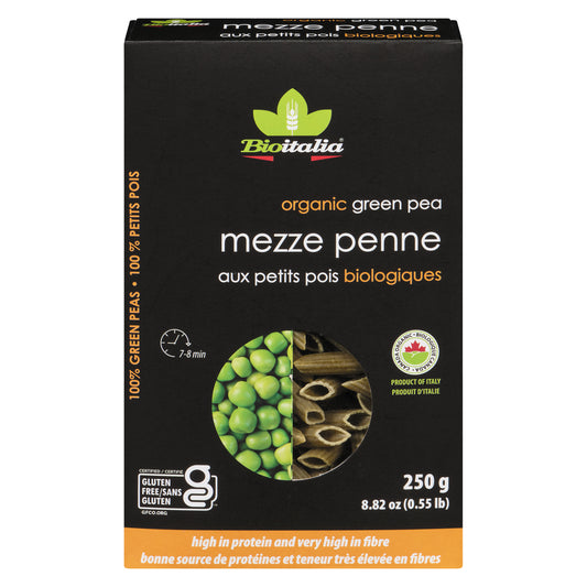 BIOITALIA ORGANIC PENNE PASTA WITH PEAS, 12 X 250 G