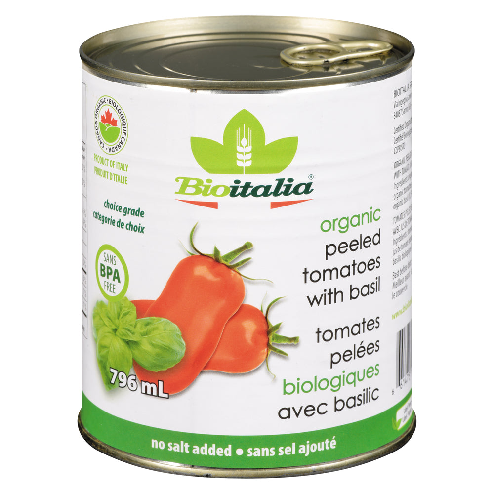 BIOITALIA WHOLE TOMATOES WITH BASIL, 12 X 796 ML