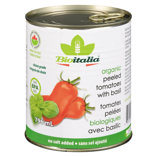 BIOITALIA WHOLE TOMATOES WITH BASIL, 12 X 796 ML