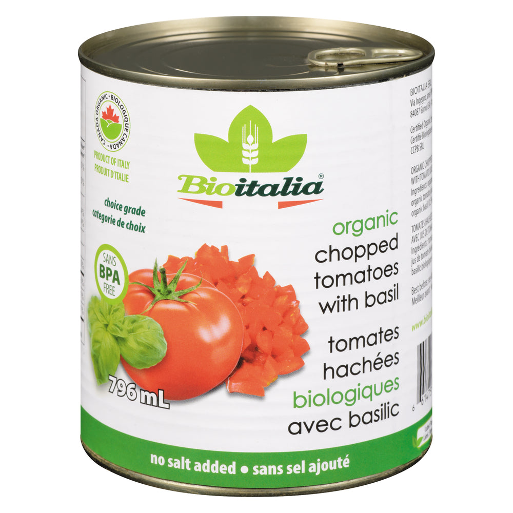 BIOITALIA CHOPPED TOMATOES WITH BASIL, 12 X 796 ML