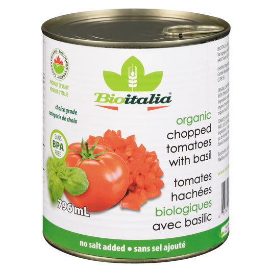 BIOITALIA CHOPPED TOMATOES WITH BASIL, 12 X 796 ML