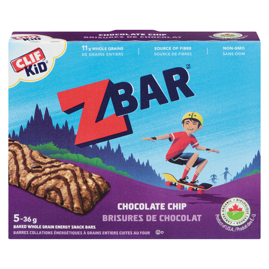 CLIFKIDZ ZBAR ORGANIC CHOCOLATE CHIP, 6 X 5 X 36 G