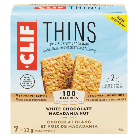 CLIF THINS WHITE CHOCOLATE MACADAMIA NUT, 6 X 7 X 22 G