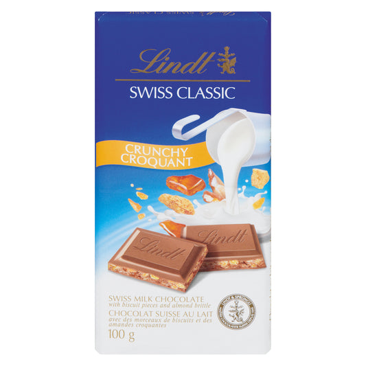 LINDT SWISS CLASSIC CRUNCHY BAR, 12 X 100 G