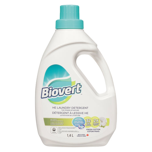 BIOVERT COTTON LIQUID DETERGENT HE 32LOADS, 6 X 1.4 L