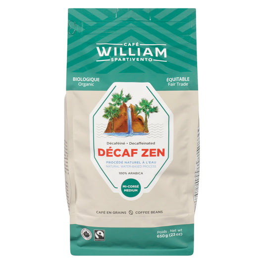 CAFE WILLIAM DECAF ZEN WHOLE BEAN COFFEE, 6 X 650 G