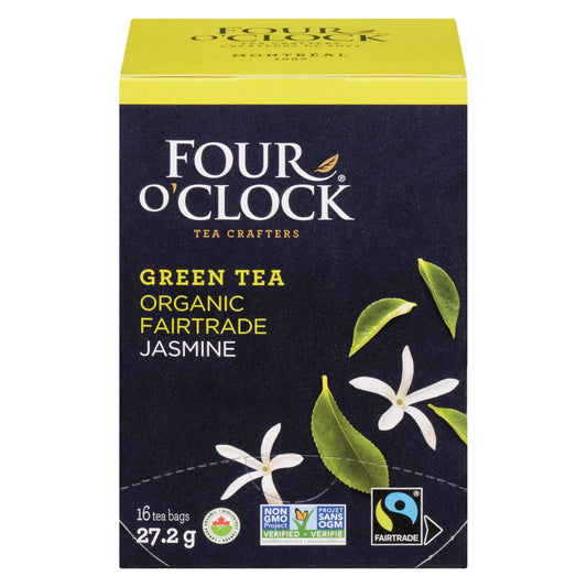FOUR O'CLOCK ORGANIC JASMINE GREEN TEA, 6 X 16 UN