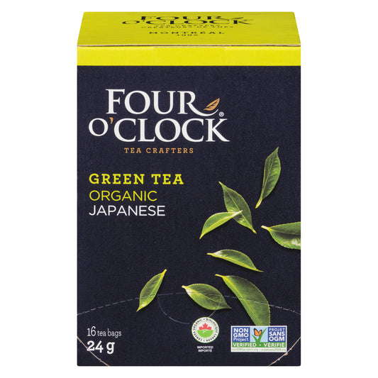 FOUR O'CLOCK ORGANIC GREEN TEA, 6 X 16 UN