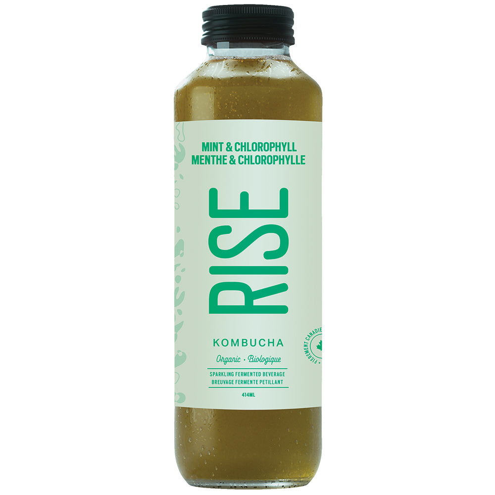 RISE KOMBUCHA MINT CHLOROPHYLL ORGANIC SUGAR-FREE, 12 X 414 ML