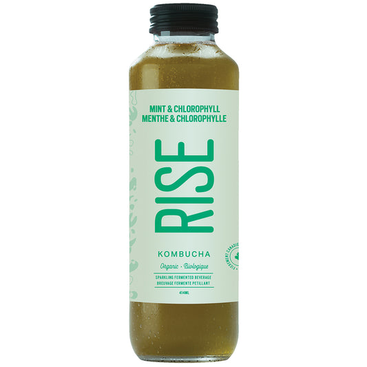 RISE KOMBUCHA MINT CHLOROPHYLL ORGANIC SUGAR-FREE, 12 X 414 ML