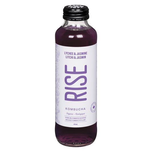 RISE KOMBUCHA LYCHEE JASMINE ORGANIC SUGAR-FREE, 12 X 414 ML