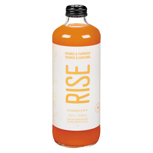 RISE KOMBUCHA ORANGE TURMERIC ORGANIC SUGAR-FREE, 6 X 1 L