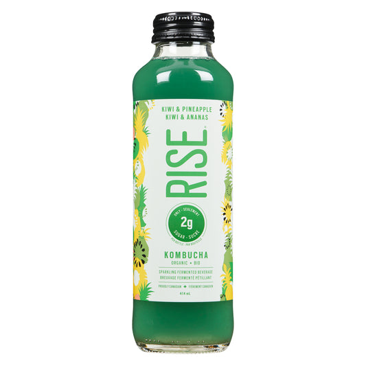 RISEKOMB KIWI PINEAPPLE KOMBUCHA TEA, 12 X 414 ML