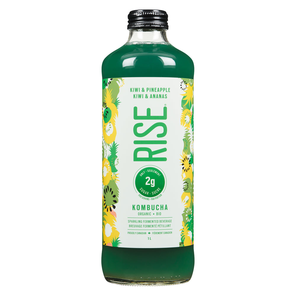 RISE KOMBUCHA KIWI PINEAPPLE UNSWEETENED ORGANIC, 6 X 1 L