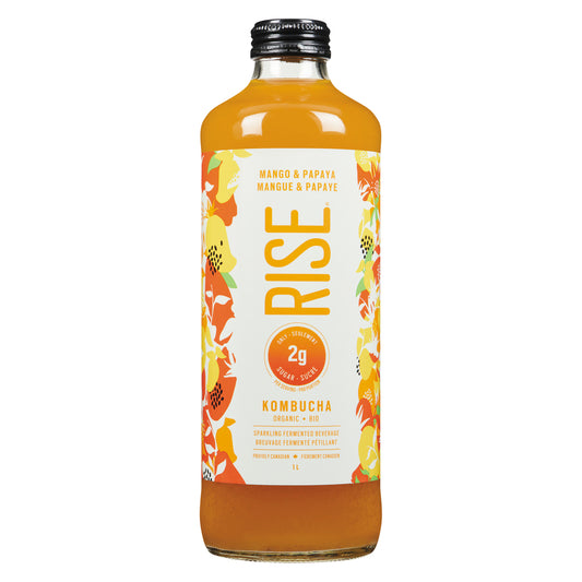 RISE KOMBUCHA MANGO PAPAYA UNSWEETENED ORGANIC, 6 X 1 L