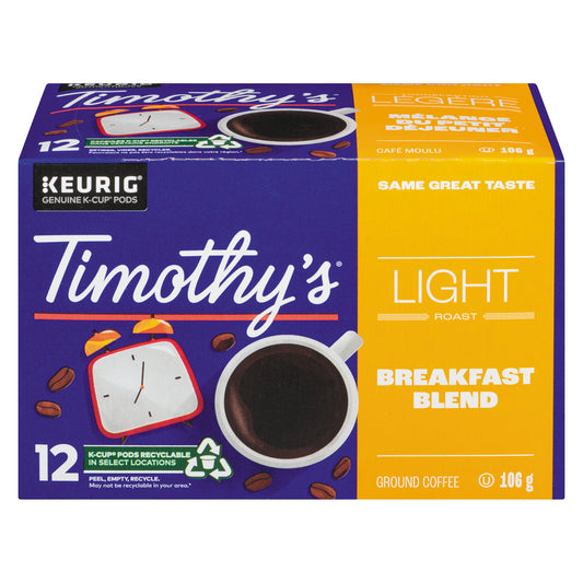 TIMOTHY'S BREAKFAST BLEND COFFEE 12 KCUP, 6 X 12 UN