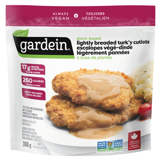 GARDEIN VEGAN BREADED TURKEY CUTLET, 8 X 300 G
