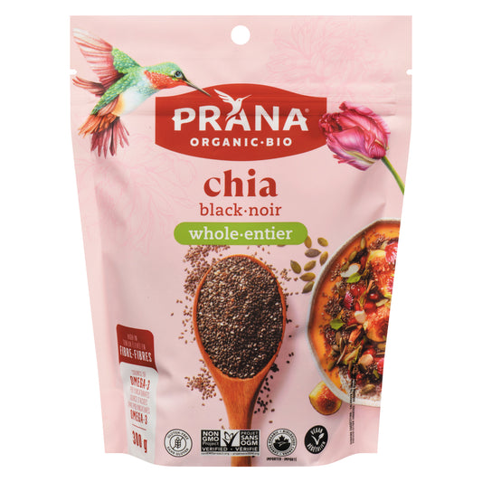 PRANA BLACK CHIA SEEDS ORGANIC GLUTEN-FREE, 6 X 300 G