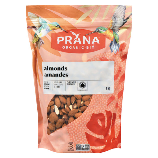 PRANA RAW ALMONDS GLUTEN-FREE ORGANIC, 4 X 1 KG