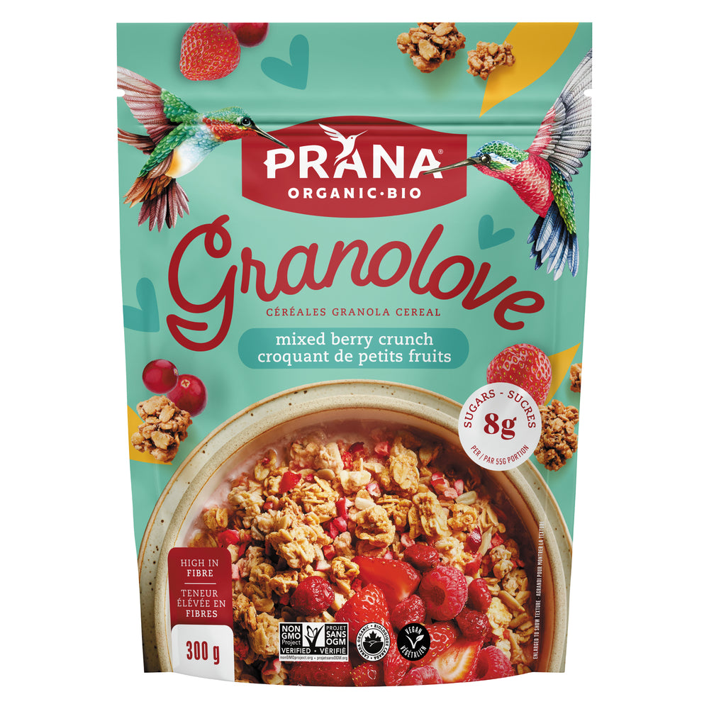 PRANA CRUNCHY MIXED BERRY GRANOLA, 8 X 300 G
