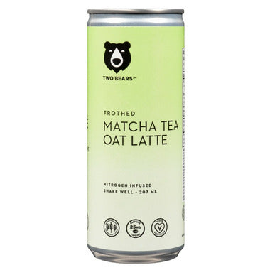 TWO BEARS, FROTHED TEA LATTE WITH OAT MILK - MATCHA, 6 x 207ML