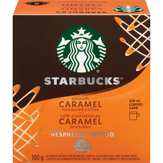 STARBUCKS NESPRESSO VERTUO PODS, SMOOTH CARAMEL SINGLE-SERVE PIKE PLACE COFFEE, 4 X 100 G