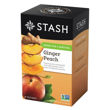 STASH TEA, GINGER PEACH GREEN W MATCHA, 6 x 18CT