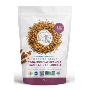 ONE DEGREE, SPROUTED OAT GRANOLA CINNAMON FLAX, 6 x 312G