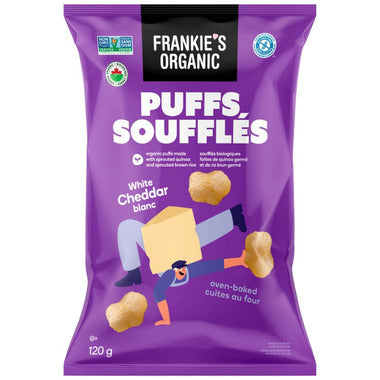 FRANKIE'S, ORG WHITE CHEDDAR CLOUD PUFFS, 12 x 120G