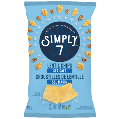 SIMPLY 7 SNACK, LENTIL CHIPS SEA SALT, 12 x 113G