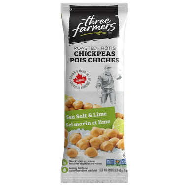 THREE FARMERS, ROASTED CHICKPEAS SEA SALT & LIME 4 X SN, 12 x 40G