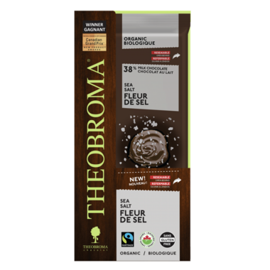 THEOBROMA CHOCO, 38% MILK CHOCOLATE AND SEA SALT, 12 x 80G