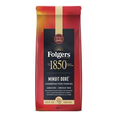 FOLGERS 1850 GROUND COFFEE MINUIT DORE, 6 X 340 G