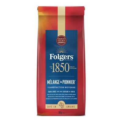 FOLGERS 1850 WHOLE BEAN COFFEE PIONEER BLEND, 6 X 340 G