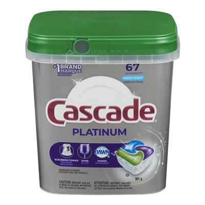 CASCADE PLATINUM PERFUME FRESH SCENT WITH OXI 67 COUNT, 3 X 67 UN
