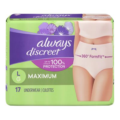 ALWAYS DISCREET UNDERWEAR MAXIMUM LARGE, 3 X 17 UN