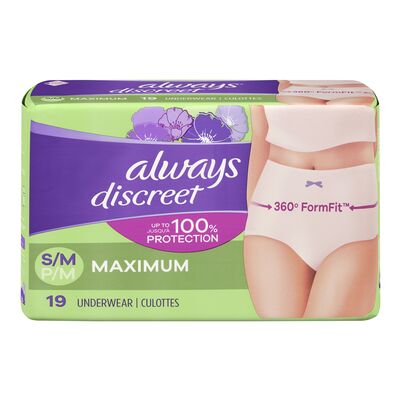 ALWAYS DISCREET MAXIMUM PROTECTION UNDERWEAR, 3 X 19 UN