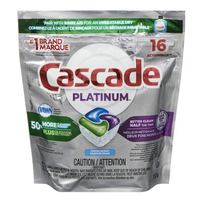 CASCADE PLATINUM DISHWASHER DETERGENT, 5 X 16 UN