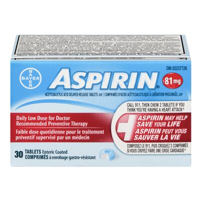 ASPIRIN DAILY LOW DOSE 81MG, 6 X 30 UN