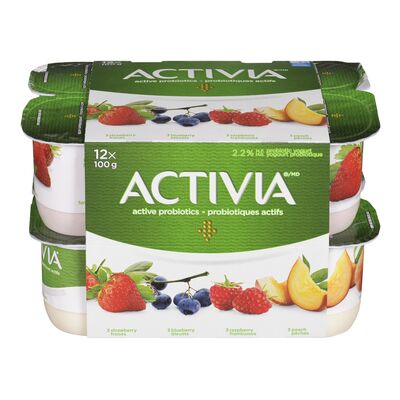 ACTIVIA YOGURT STRAWBERRY/BLUEBERRY/PEACH/MANGO, 4 X 12 X 100 G