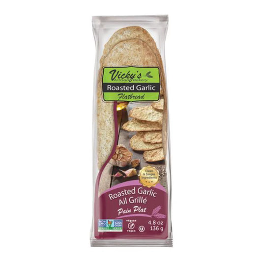 VICKY'S ARTISAN, VICKY'S FLATBREAD - ROASTED GARLIC, 14 x 130G